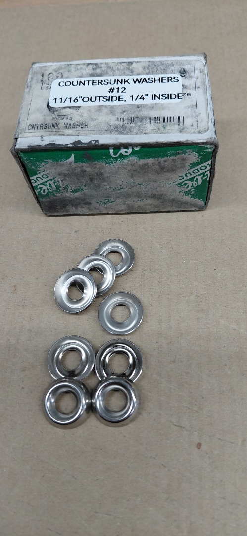 COUNTERSUNK WASHERS #12, 1/4" INSIDE- 11/16" OUTSIDE.