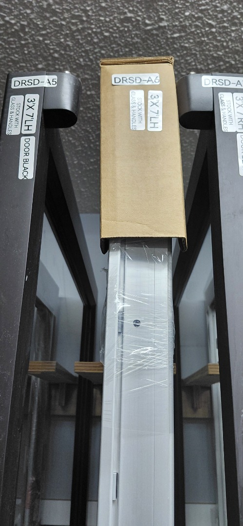 DOOR ALUMINUM 3'X 7' LH STOCK WITH GLASS & HANDLES