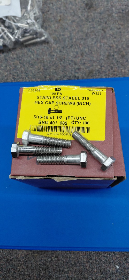 5/16"- 18 X 1- 1/2" HEX CAP SCREWS
