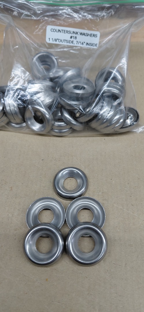 COUNTERSUNK WASHERS #18, 7/16" INSIDE- 1 1/8" OUTSIDE.