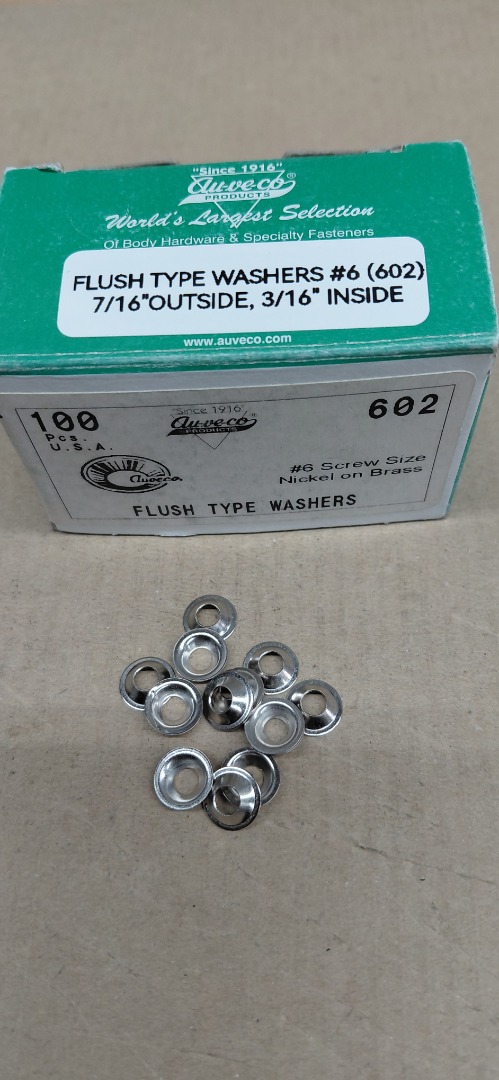 FLUSH TYPE WASHERS#6(602) 3/16"INSIDE- 7/16" OUTSIDE.