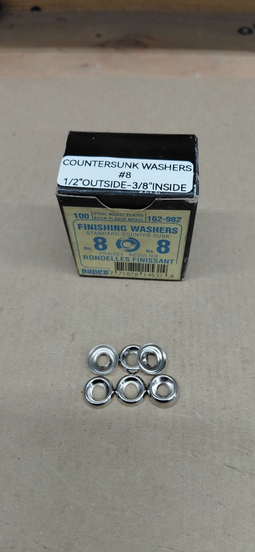 COUNTERSUNK WASHERS #8, 3/8" INSIDE- 1/2" OUTSIDE.